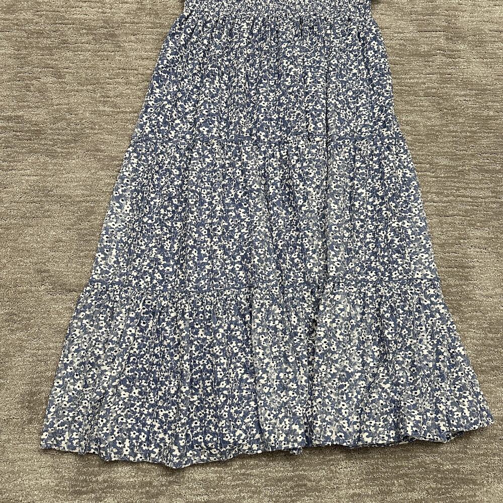 Mikarose Dress Womens XXL Blue Floral Lace Maxi Smocked V Neck Flutter Sleeve - Picture 8 of 16